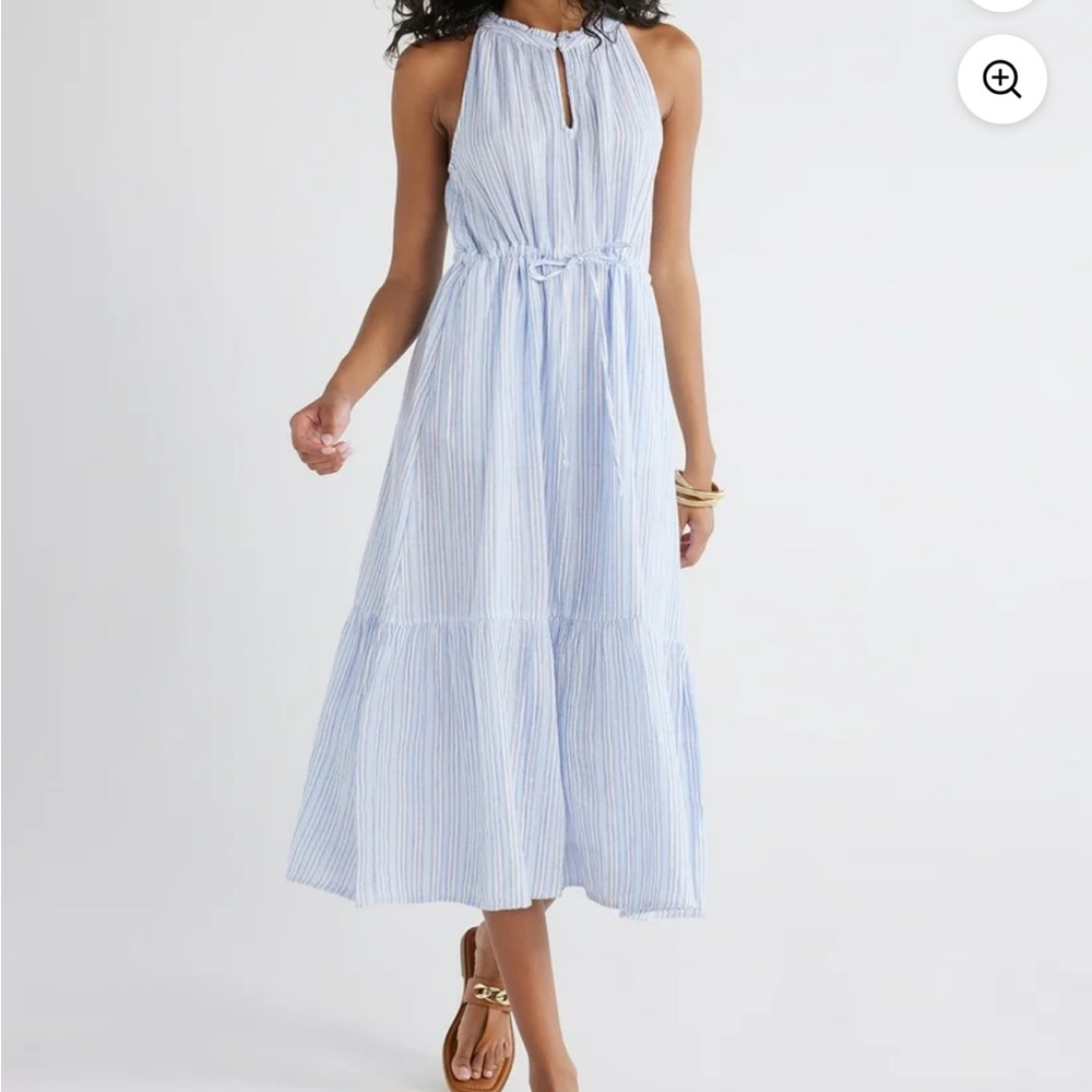 Time and Tru Blue Double Cloth Dress